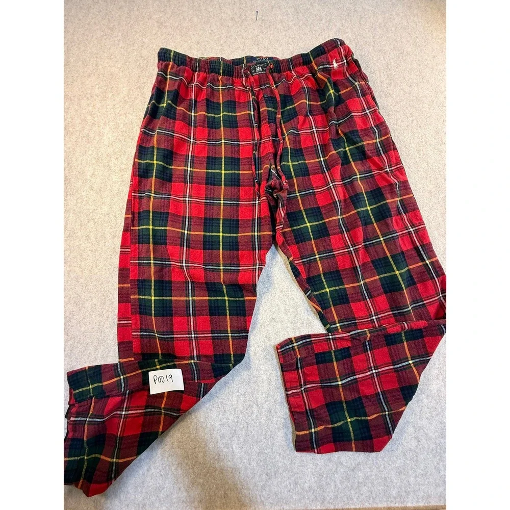 Polo Ralph Lauren Mens Red Tartan Plaid Flannel‎ Pajama Pants Sleepwear Large L